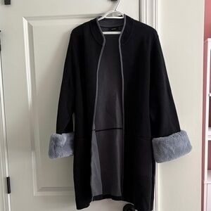 Black Coat with Gray Fur Cuffs